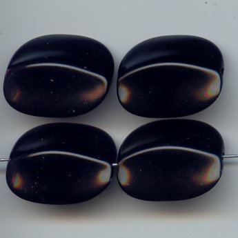 JET BLACK 28X24MM FLAT ROUNDED EDGE RECTANGLE BEADS - Lot of 12