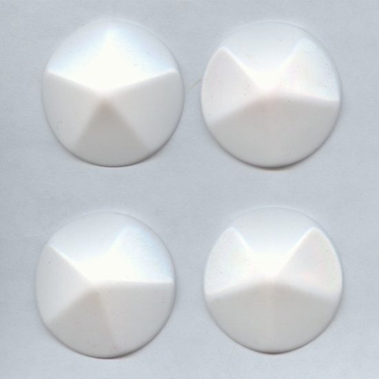 (image for) 38mm. WHITE ROUND POINTED DOME FACETED CABOCHONS - Lot of 36