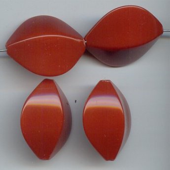 RUST 29X25MM OVAL FOOTBALL SHAPE BEADS - Lot of 12