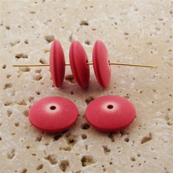 CRANBERRY WASH MATTE 17X6MM ROUND SPACER BEADS - Lot of 12
