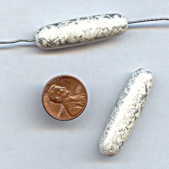 (image for) WHITE SILVER DRIZZLE 39X11MM TUBE BEADS - Lot of 12
