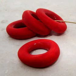 MATTE RED WASHED 29X27MM BAROQUE ROUND RINGS - Lot of 12