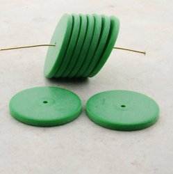 GREEN 23MM SMOOTH SPACER DISC BEADS - Lot of 12