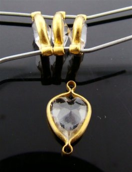 CRYSTAL 9X8MM HEART 2-LOOP BRASS CHANNELS - Lot of 144