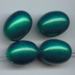 GREEN METALLIC 21X16MM OVAL BEADS - Lot of 12