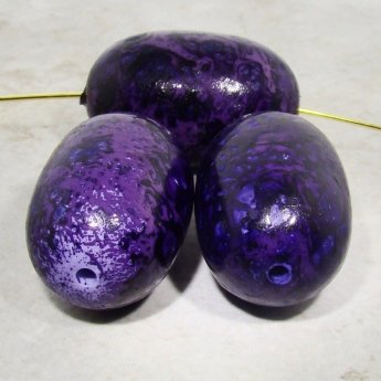 PURPLE MARBLE 31X20MM OVAL BARREL BEADS - Lot of 12