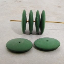 FORREST GREEN MATTE 18MM SMOOTH SPACER DISC BEADS - Lot of 12