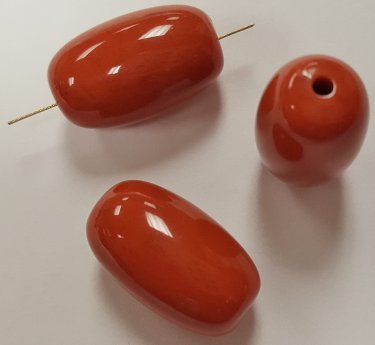 (image for) RUST 23x14mm. SMOOTH SHINY OVAL BARREL BEADS - Lots of 12