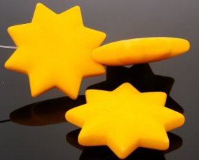 YELLOW MATTE 42MM STAR 10MM THICK BEADS - Lot of 12