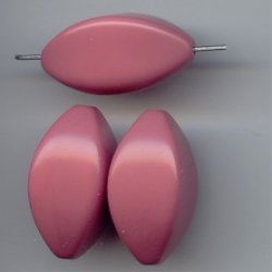 DK PINK 27X14MM OVAL FOOTBALL SHAPE BEADS - Lot of 12