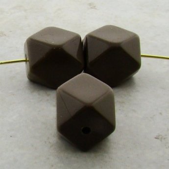 TAUPE 16X14MM MULTI FACETED BEADS - Lot of 12