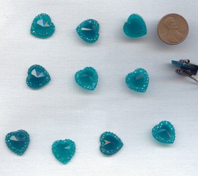 Jade Opaque Faceted Framed - 15mm. Heart Cabochons - Lots of 72