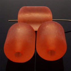 ORANGE MATTE 30X20MM BARREL BEADS - Lot of 12