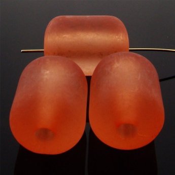 ORANGE MATTE 30X20MM BARREL BEADS - Lot of 12