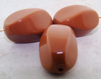 BROWN 26X16MM UNIQUE OVAL BEADS - Lot of 12