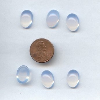 Blue Moonstone - 14x10mm. Oval Domed Cabochons - Lots of 24