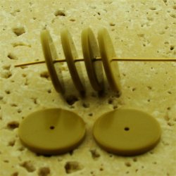KHAKI 19X2MM FLAT ROUND SPACER BEADS - Lot of 12