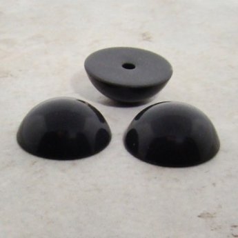 20mm. DARK GREY SHINY ROUND CABOCHONS - Lot of 36
