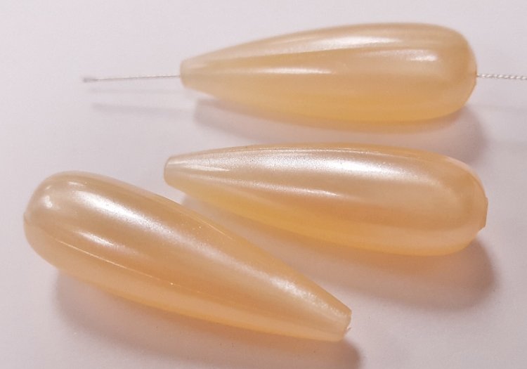 (image for) PEACH MARBLE PEARLIZED 31X10MM TEAR DROP BEADS - Lot of 12