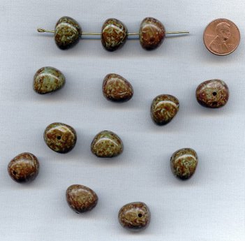 BROWN TURQUOISE - 14x17mm. NUGGET BEADS - Lots of 12