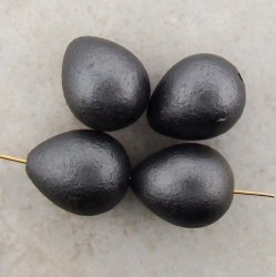 MATTE GUNMETAL 23X18MM TEXTURED PEARSHAPE BEADS - Lot of 12