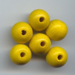 YELLOW 12MM ROUND WOOD BEADS - Lot of 12