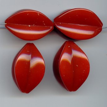 RUST 35x22MM FLUTED OVAL BEADS - Lot of 12