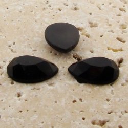 Jet Opaque Faceted - 18x13mm. Pear Domed Cabochons - Lots of 144