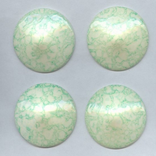 (image for) 40mm. GREEN WATERSPOT ROUND POINTED CABOCHON - Lot of 36