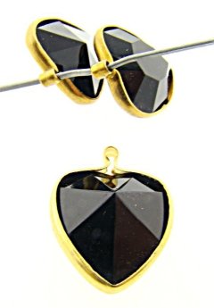 JET 15X14MM HEART 1-LOOP BRASS CHANNELS - Lot of 144