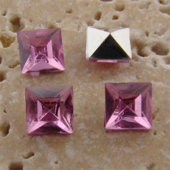 Rose Jewel - 6x6mm. Square Faceted Gem Jewels - Lots of 144