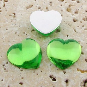 Peridot Jewel Smooth - 18mm. Heart Domed Cabochons - Lots of 144