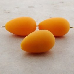 YELLOW ORANGE MATTE 25X18MM TEAR DROP SMOOTH BEADS - Lot of 12