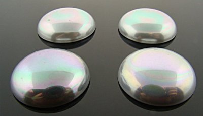 24MM GREY RAINBOW LOW DOME PEARL ROUND CABOCHONS - Lot of 12
