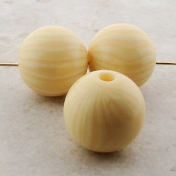 (image for) IVORY STRIPED 21MM ROUND SMOOTH BEADS - Lot of 12