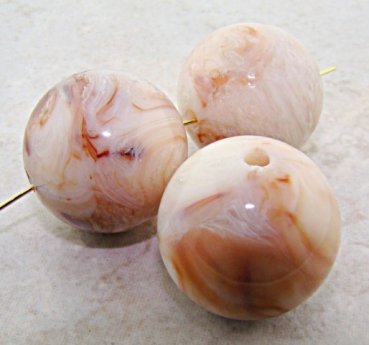 BEIGE MARBLE 23MM ROUND SMOOTH BEADS - Lot of 12