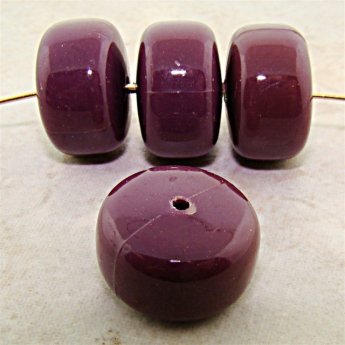 (image for) PLUM 18X11MM ROUND DONUT BEADS - Lot of 12