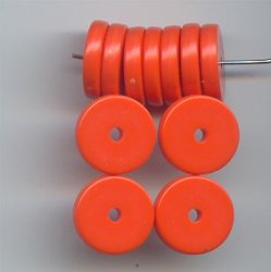 ORANGE 3X14MM DISC SPACER BEADS - Lot of 12