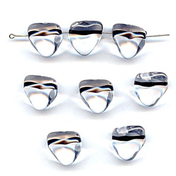 CRYSTAL BLACK LINED 17MM BAROQUE TRIANGLE BEADS - Lot of 12