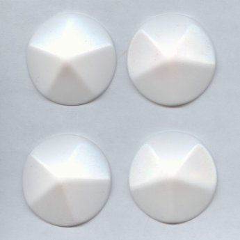 38mm. WHITE ROUND POINTED DOME FACETED CABOCHONS - Lot of 36