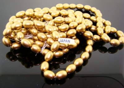 GOLD 14X10MM OVAL SMOOTH JAPANESE PEARLS - Lot of 55