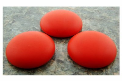 24mm. ORANGE MATTE ROUND CABOCHONS - Lot of 36