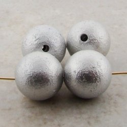 MATTE SILVER 13mm. TEXTURED ROUND BEADS - Lot of 12