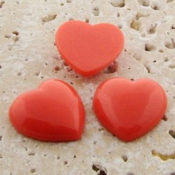 Coral Opaque Smooth - 18mm. Heart Domed Cabochons - Lots of 144