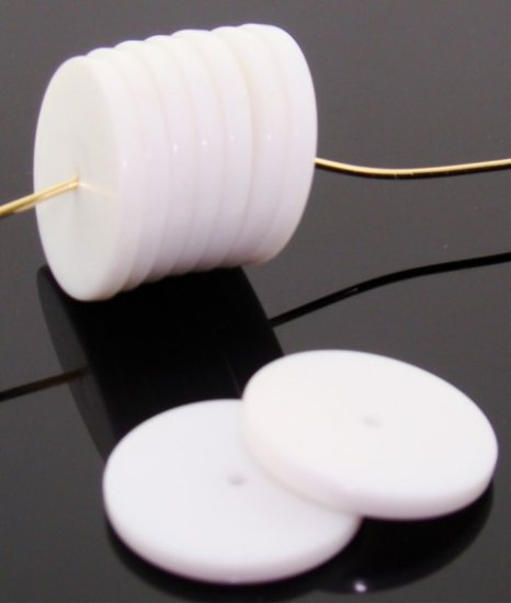 (image for) WHITE 19X2MM ROUND FLAT DISC SPACER BEADS - Lot of 12