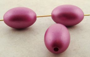 PINK METALLIC 23X15MM SMOOTH OVAL BEADS - Lot of 12