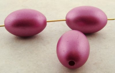 (image for) PINK METALLIC 23X15MM SMOOTH OVAL BEADS - Lot of 12