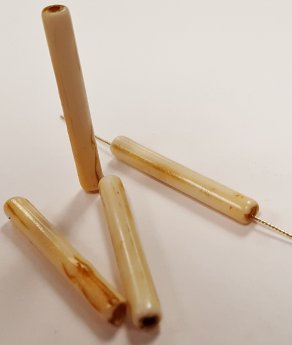 IVORY WASH 30x4mm. TRIBAL STICK TUBE BEADS - Lots of 12