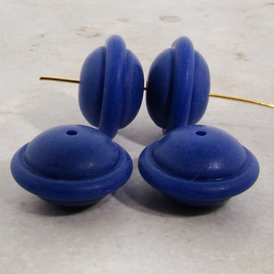 (image for) NAVY 22MM RIDGED SAUCER SPACER BEADS - Lot of 12