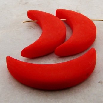 ORANGE MATTE 50MM LONG 15MM WIDE MOON PENDANTS - Lot of 12